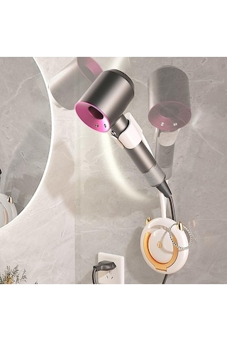 Fastbuy Pratik Banyo Saç Kurutma Tutucusu, Duvara Monteli Kullanışlı Beyaz Beyaz