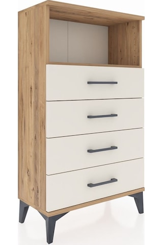 Arges Komodin Tek Raflı 4 Çekmeceli 60x30x106 Çam-aytaşı Çam