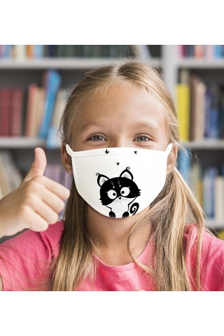 20 Adet Yıkanabilir Beyaz Çocuk Maske-13