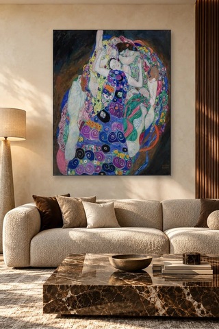 Fida Klimt Genç Kız Renkli Desenli Kadınlar Canvas Tablo Çok Renkli