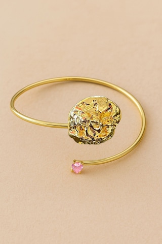 Gold Pembe Kalpli Pazu Bandı Üst Kol Bilekliği Ayarlanabilir Gold