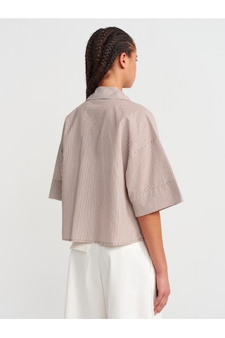Dilvin 50495 Oversize Cepli Gömlek-kahve Kahve