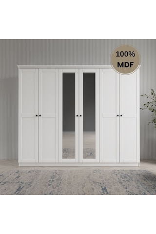 Dali 6 Kapılı Mdf Country Gardırop Beyaz Dali 6 Kapılı Mdf Country Gardırop Beyaz