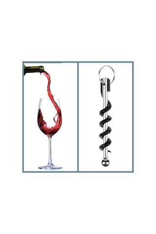 Omeniv Pratik Anahtarlık Şişe Şarap Açacağı Tirbuşon Minimal Siyah