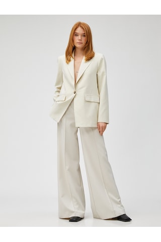 Koton Oversize Blazer Ceket Tek Düğmeli Taş 3wak50122uw 3WAK50122UW080 Taş