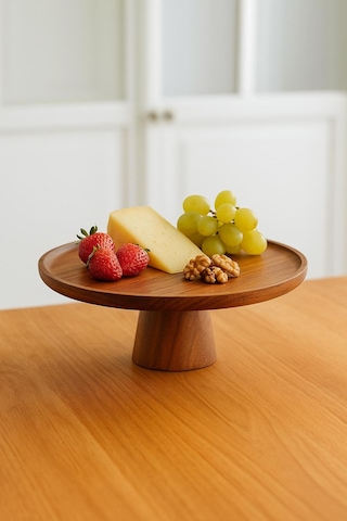 Akasya Ayaklı Sunumluk & Sunum Tabağı & Sunum Servisi 25x25x10 Cm Ahşap