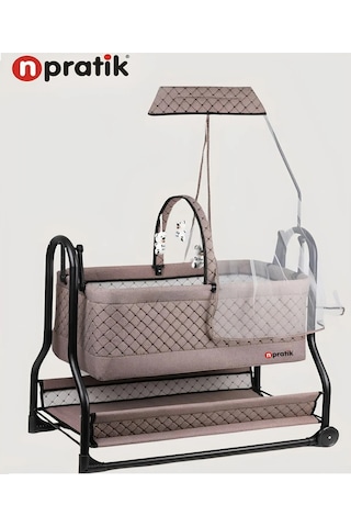 N'pratik Dönenceli Npratik Lüx Bebek Beşiği Nenni Silinebilir Portatif Sallanır Sepet Beşik Hamak Beşik Açık Kahve Açık Kahverengi