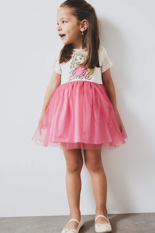 DeFacto Kız Bebek Barbie Kısa Kollu Yazlık Tül Elbise F0529A525SMER105