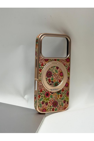 Efcase Apple iPhone Uyumlu 17 Pro Tuval Kılıf - Egzotik Lotus Desenli Sanatsal Koruyucu 03