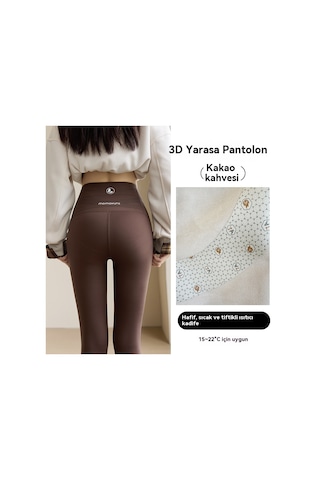 Kadınlar İçin Sonbahar Ve Kış Kalınlaştırılmış Polar Taytlar - Hafif Ve Sıcak Stil Kahve