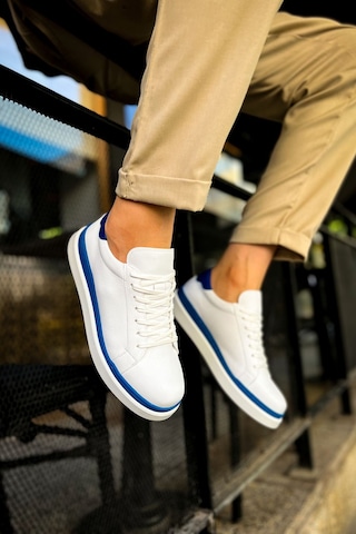 Northal Mn979 - Santoni Gbt Spor Erkek Ayakkabı Beyaz/mavı Beyaz - Mavi