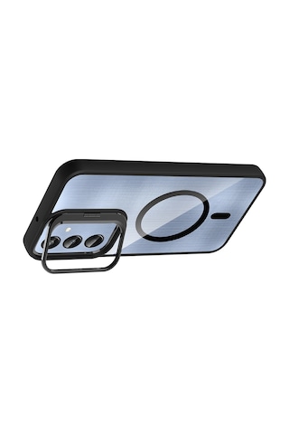 More Tr Samsung Uyumlu Galaxy A26 Kılıf Standlı Ve Kamera Lens Hediyeli M-safe Şarj Özellikli Mtr Etro Kapak - Siyah
