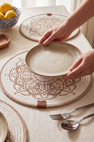 Mandala Pamuklu Hasır Supla 32x32 Cm Çok Renkli