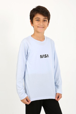 Akbeniz Erkek Çocuk Uzun Kol Penye Pijama Takım 20437 Buzmavisi Buz Mavisi