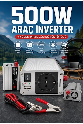 Fanlı 500w Dc Ac İnverter 12v Akü Girişi 220v Priz Usb Çıkışı Taşınabilir Dönüştürücü Fanlı 500w Dc Ac İnverter 12v Akü Girişi 220v Priz Usb Çıkışı Taşınabilir Dönüştürücü