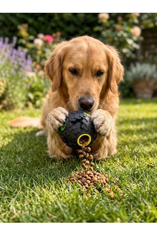 Sesli Kedi Köpek Ödül Maması Bulma Topu Zeka Topu - Siyah Renk