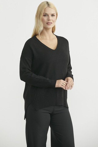 Sementa Oversize V Yaka Triko Kazak - Siyah Siyah