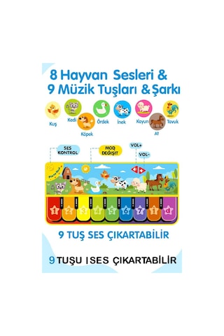 Robokids Müzikli Piyano Oyun Halısı Dokunmatik Işıklı Halı Oyuncak