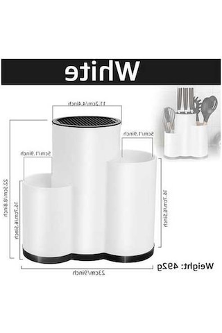 Novahub Beyaz Mutfak Düzenleyici: Bıçak Tutucu, Çatal Kaşık Standı, Blok Pp Süzgeç Saklama Kutusu Beyaz