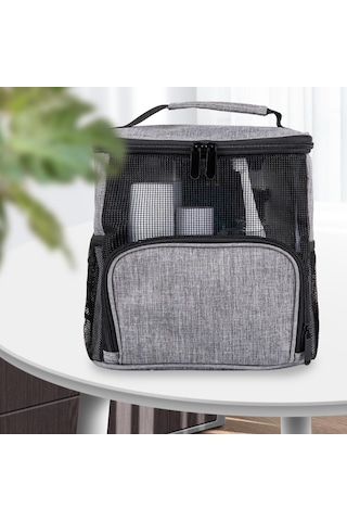 Suntek Seyahat Kozmetik Çantası Fermuar Asılı Örgü Kozmetik Tren Çantası Kadın Erkek Gri Çok Renkli