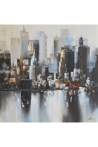 Şehir El Yapımı Yağlı Boya Tablo 95x95cm