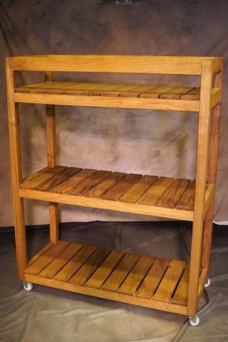 Ahşap Tekerlekli Banyo Organizer 90cmx40cmx116cm