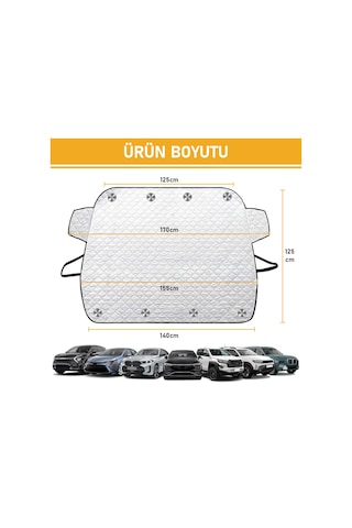 Haegs Araba Ön Cam Koruma Örtüsü, Araç Güneşlik,Ön Cam Koruması Araba Brandası - 155-125 Cm -gri