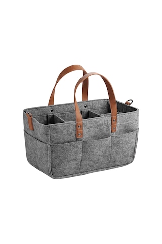 Vkemall Küçük Boy Koyu Gri Felt Materyal Bebek Malzemeleri Saklama Çantası - Büyük Kapasiteli, Taşınabilir, Yeniden Kullanılabilir Koyu Gri