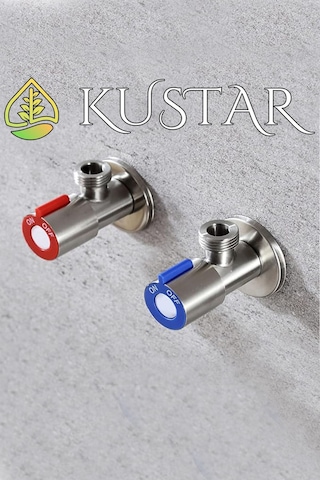 Kustar Aç Kapa Sıcak Soğuk Su Ara Musluğu Seti Inox 2'li Gri