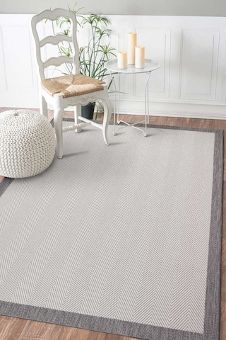 Kaymaz Yıkanabilir Doğal Dokulu Beyaz Dekoratif Sisal Halı Siesta 1504