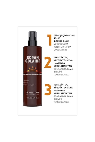 Sheida Havuç Özlü Yoğun Bronzlaştırıcı Güneş Yağı SPF8 200 ML