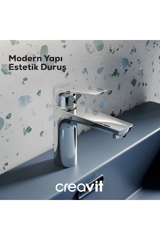 Creavit Solo Lavabo Banyo Eviye Bataryası 3'lü Set SO1500-SO2500-SO8500 Krom