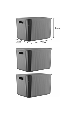 3'lü Set Çok Amaçlı Düzenleyici Depolama Kutusu Antrasit 21lt
