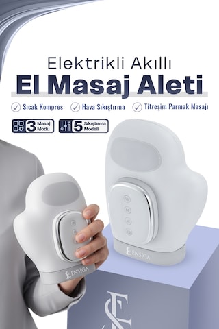 5 Seviyeli Elektrikli El Masajı Sıcak Kompres Masajı Hava Sıkıştırma Titreşim Masajı Parmak Masajı Beyaz