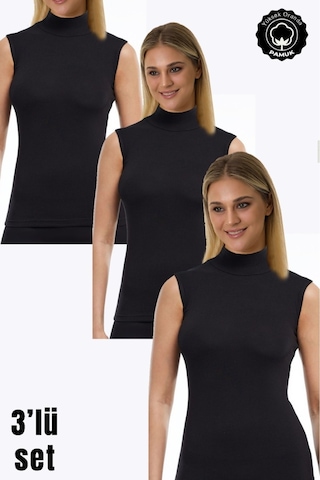 Parlingerie Kadın Sıfır Kol Boğazlı Body 3lü Set Siyah