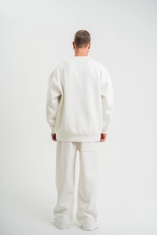 Vinevesta Erkek Uzun Kol Bisiklet Yaka 3 İplik Pamuklu Kışlık Sweatshirt - Beyaz Çok Renkli