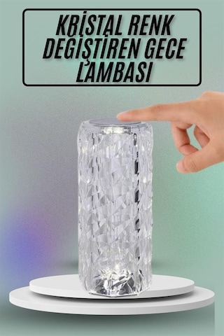 Masa Ve Gece Lambası Şık Ve Dayanıklı Sensörlü Şarjlı Kristal Lamba Şeffaf 84057904