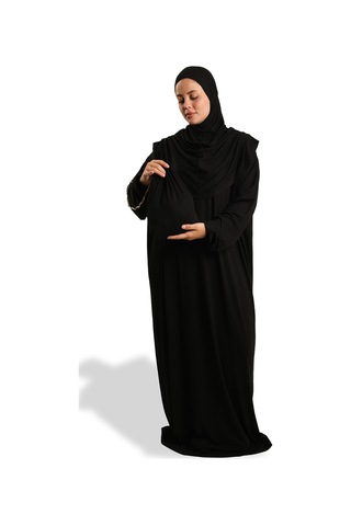 Tek Parça Namaz Elbisesi Viskon Düz 2503 01 Siyah