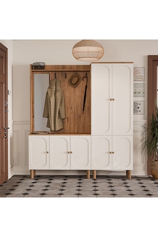 Set 5090-5094 Roma Sol Aynalı 7 Kapaklı Membran 4 Askılı Raflı