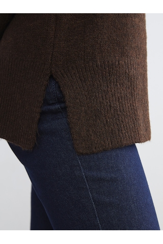 Lcw Vision Kahverengi Bisiklet Yaka Oversize Kadın Triko Kazak