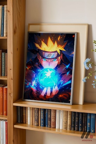 Naruto Rasengan Anime Poster, Siyah Çerçeveli Duvar Tablosu - Anime Severlere Özel Hediye