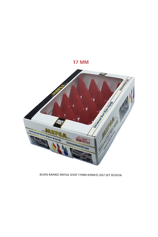 Bijon Kapağı Sivri 17 Mm Kırmızı 20 Li Set