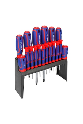 Workpro Wp200506 18 Parça Duvar Askı Aparatlı Profesyonel Cr-v Manyetik Tornavida Seti Fr Wp200506