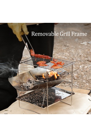 Ranyeek Tahta Isıtıcı Ve Barbekü Izgarası - Çelik Materyal, Taşınabilir Çadır Kamp Aleti Çok Renkli