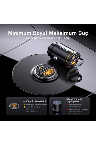 Aohi Superauto 45w Araç İçi Şarjı, 15w Şarj Aleti, Katlanır Telefon Tutucu