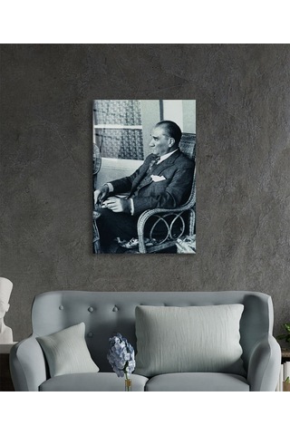 Atatürk Portresi Cam Tablo, Ev Ve Ofis Duvar Dekoru, Hediyelik Büyük Temperli 4 Mm Cam Tablo