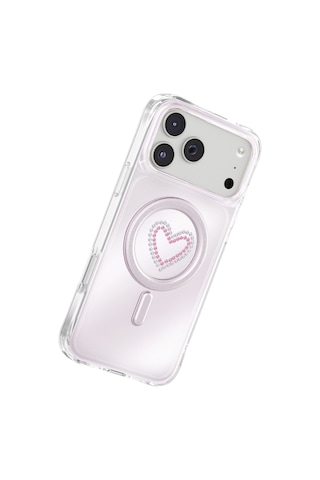 İphone 18 Pro Max Uyumlu Kılıf M-safe Şarj Özellikli Zore Paris Mova Sert Pc Kapak Pembe