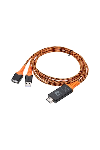 Kosona Android Ve İos Uyumlu Hdmı Kablosu - Telefon/tabletten Tv'ye 1080p Ekran Yansıtma - 2 Metre Turuncu