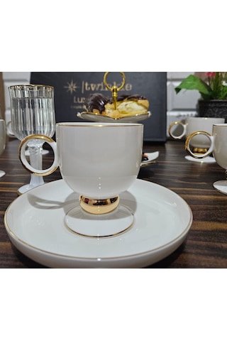 Twinkle Luxury Gold Bone Porselen Kahve Fincan Takımı 01gld01