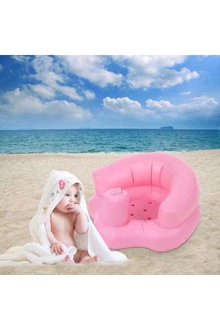 Vkemall Bebek Oturma Eğitimi Sandalyesi - Pvc Materyal - Hamam, Plaj, Yolculuk Uygun - Ergonomik Tasarım - Pembe